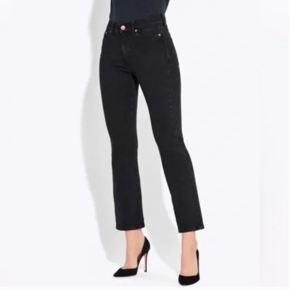 AYR The Bomb Pop TALL Washed Black Panther Flare Crop Straight Leg Jeans 31T